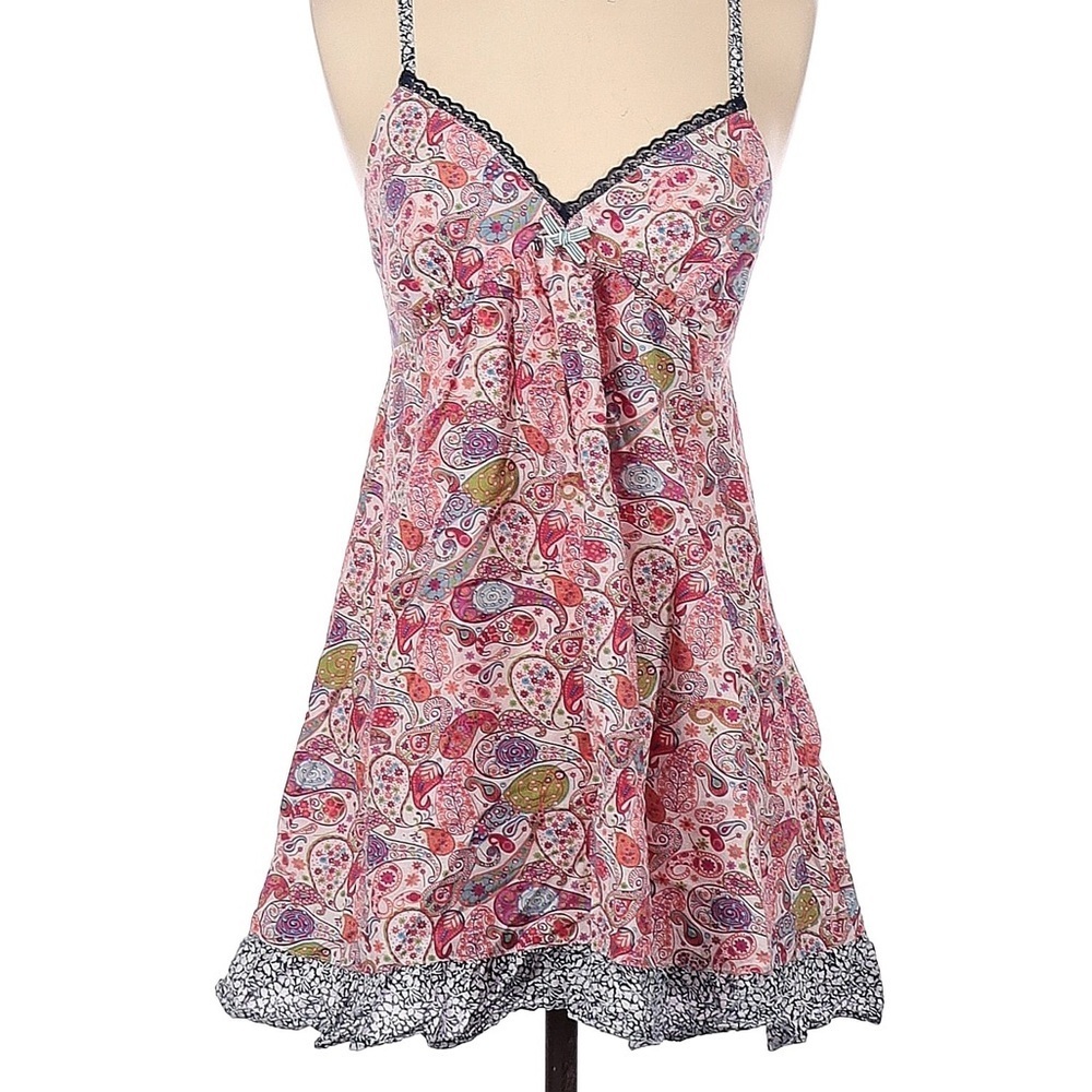 LIBERTY OF LONDON FOR TARGET‎ Cotton Paisley Babydoll Y2K Mini Dress Size Medium